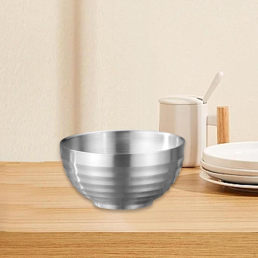 Stainless Steel Bowl ,Noodles Bowl, Double Walled Easy to Clean for Udon Soba Pho Noodle Insulation