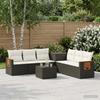 Sofa Set 8 Pieces Black and Cream White Poly Rattan and Steel