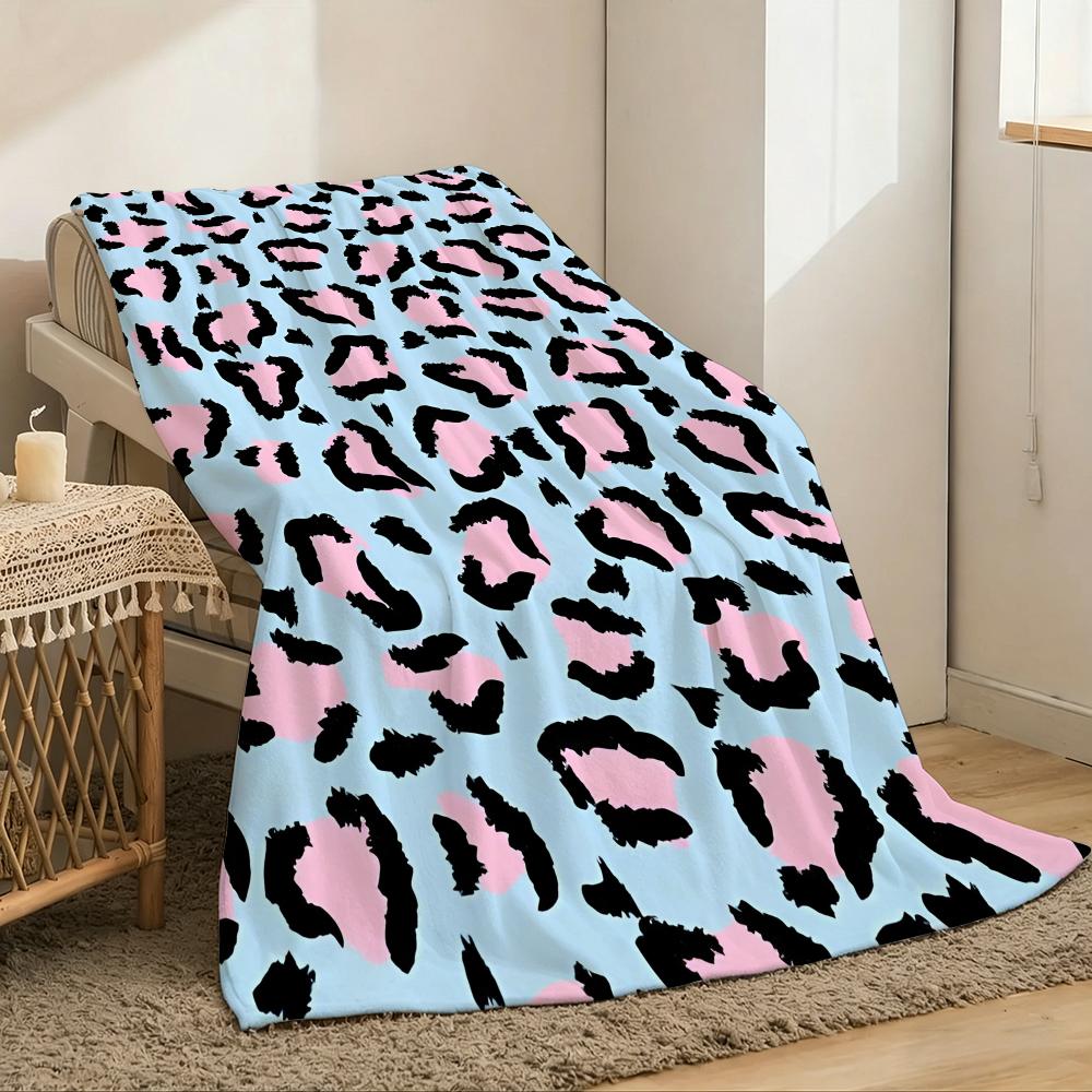 Leopard print Throw Lightweight 240g Flannel Blanket Soft Skin-friendly for Summer Cooling 75X95CM
