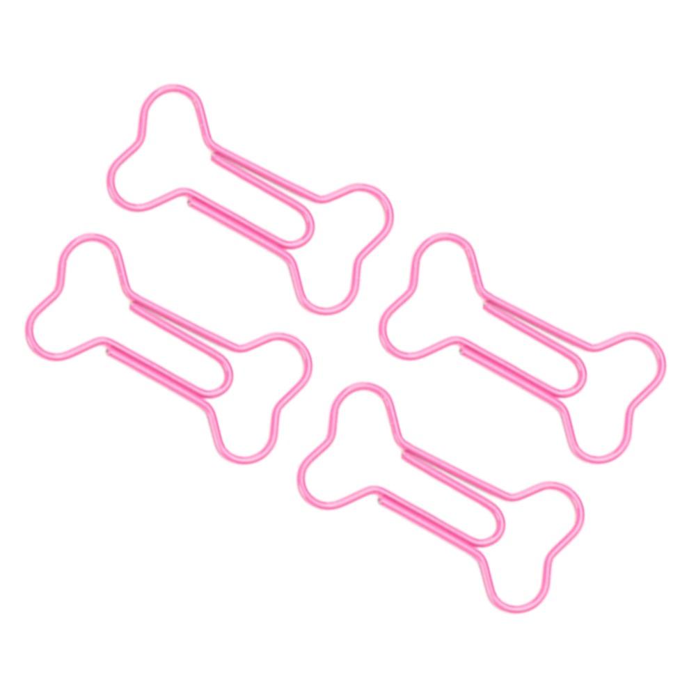 100Pcs Bone Shaped Paper Clips Pink Cute Paper Clips Stationery Accessories Mini Paper Clips  Office
