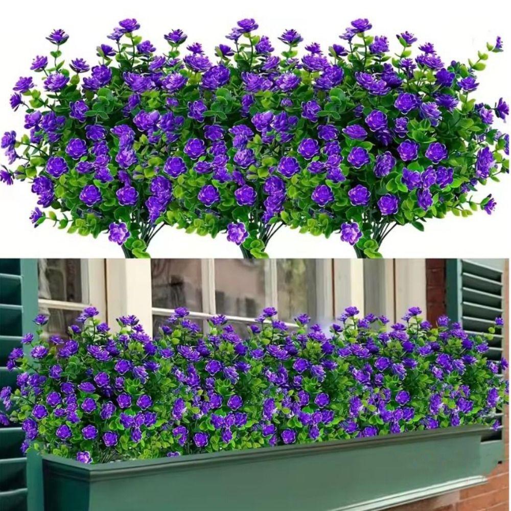 3 Bündel Mehrfarbige Künstliche Blumen Plastik 34cm Realistische Simulation Florale Sträuße Eukalyptus Kamelie Rose