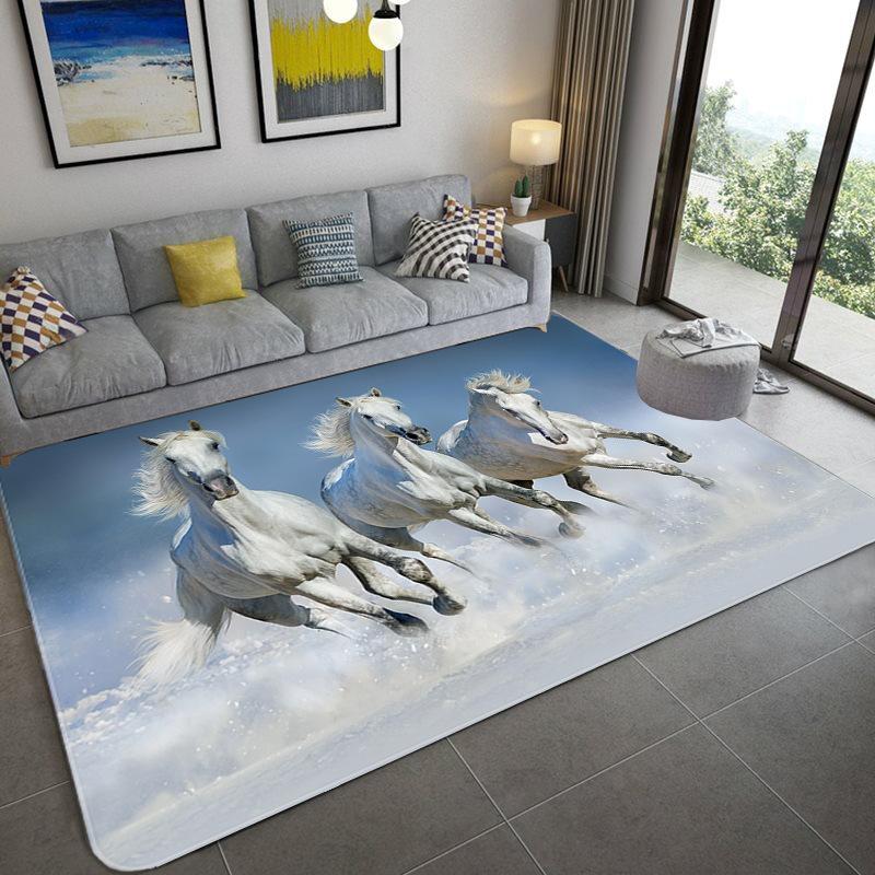 Wild Horse Carpet, European Pastoral Entrance Carpet, Coffee Table, Bedroom, Full Mat In Front Of Bed