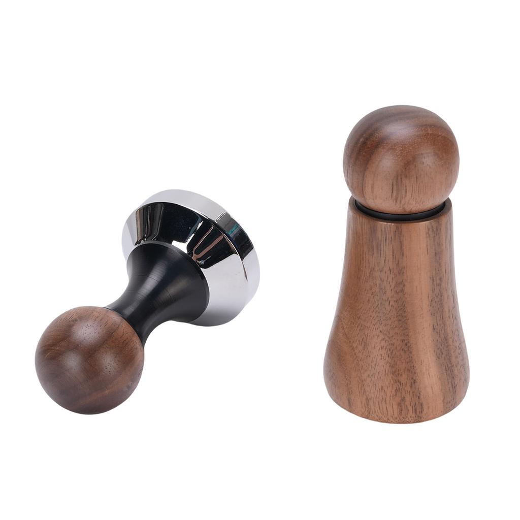 Nåltyp Kaffefördelare Rostfritt Stål Valnötsträ Kaffepress för Kaffemaskin