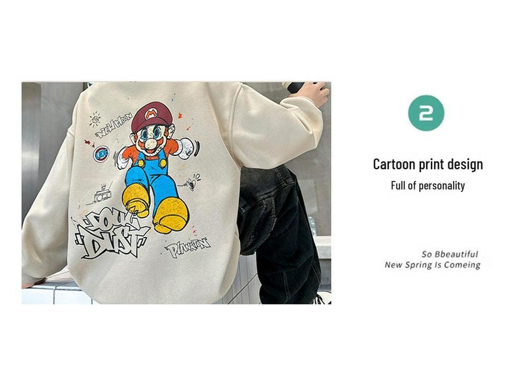 Boys' Trendy Korean Style Sweatshirt - Spring/Autumn 2025