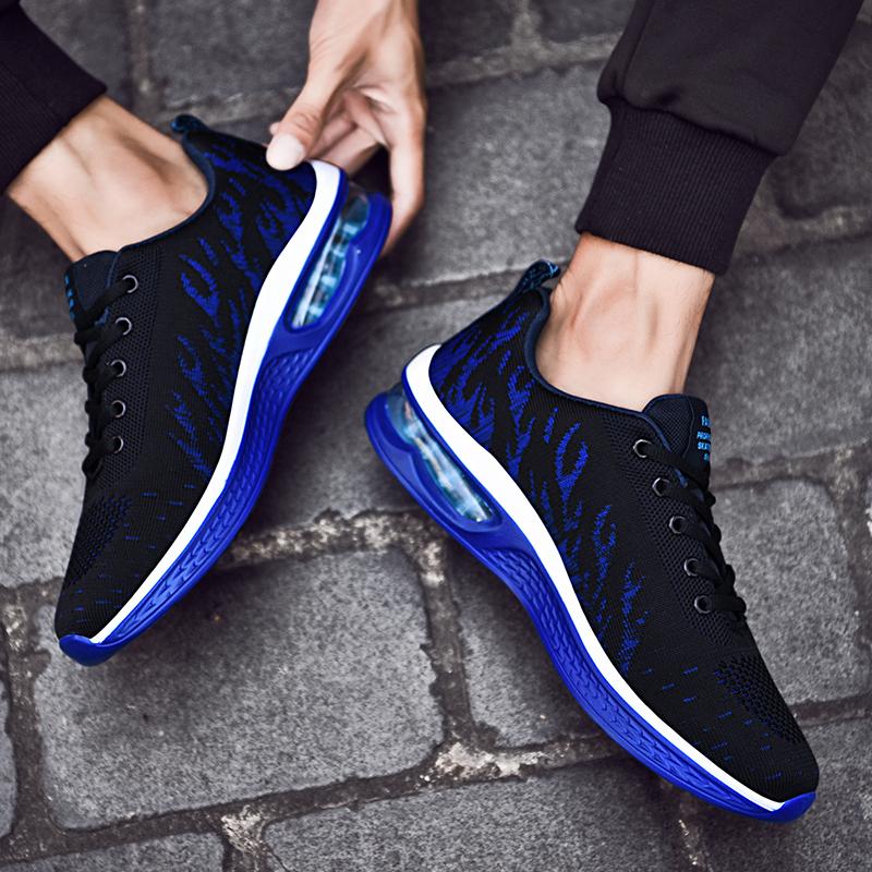 New Flying Woven Breathable Non-slip Air Cushion Sports Shoes for Men 46 Large Size Students Springback Running Shoes