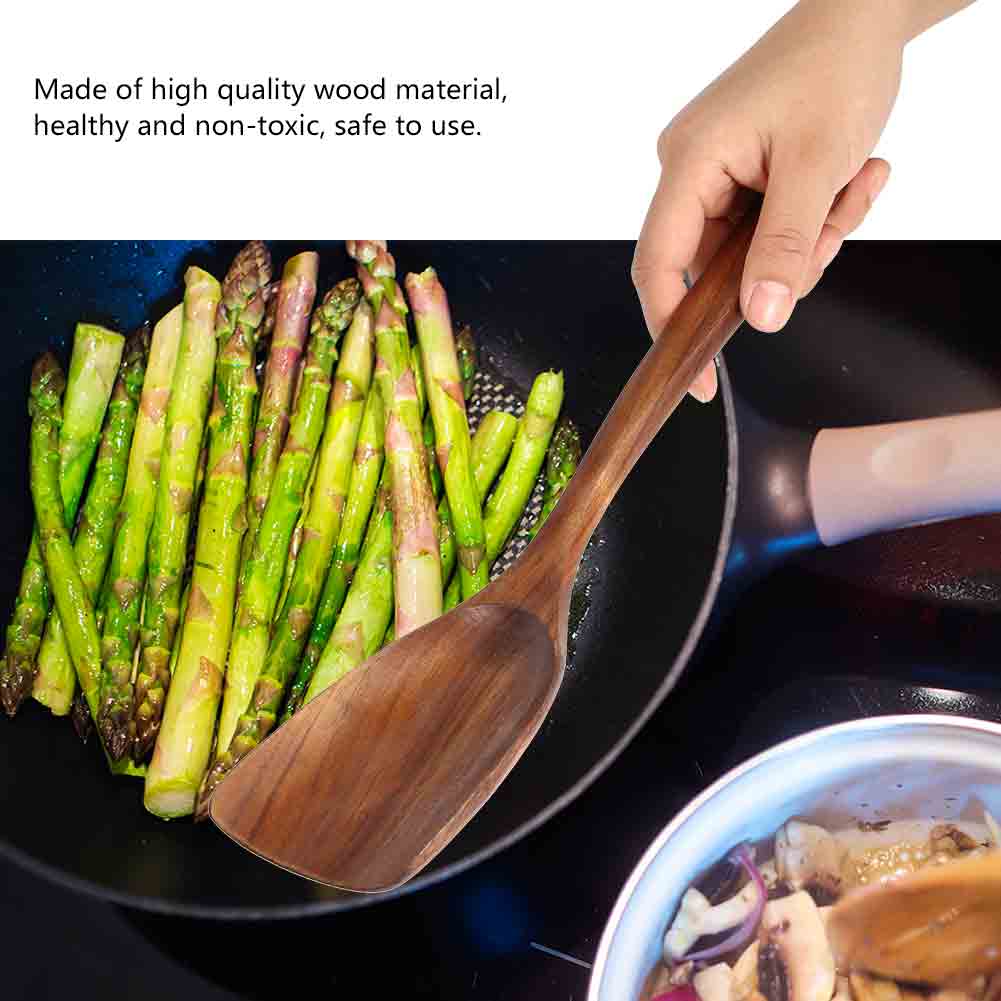 Natural Wooden Spatula Turner Fried Shovel Cooking Kitchen Utensils Shovel (31.5*7.5cm)