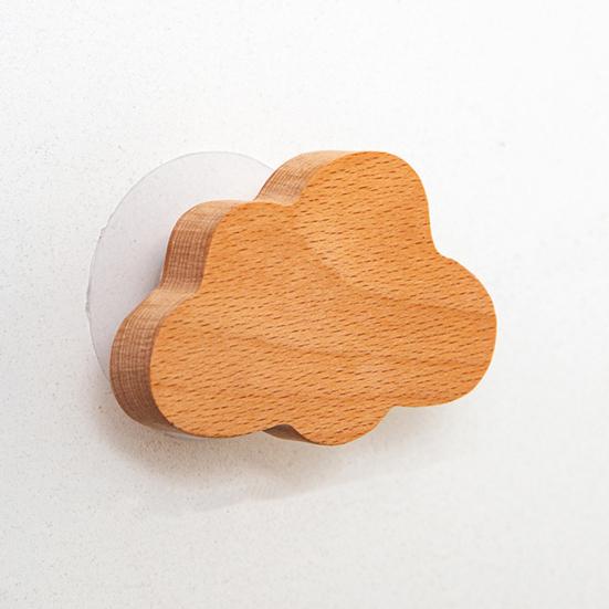 Kids Room Wall Hooks Wooden Hook, Cartoon Decorative Space Saving Hanger, Key Holders for Two Installation Ways Organizer Bedroom And