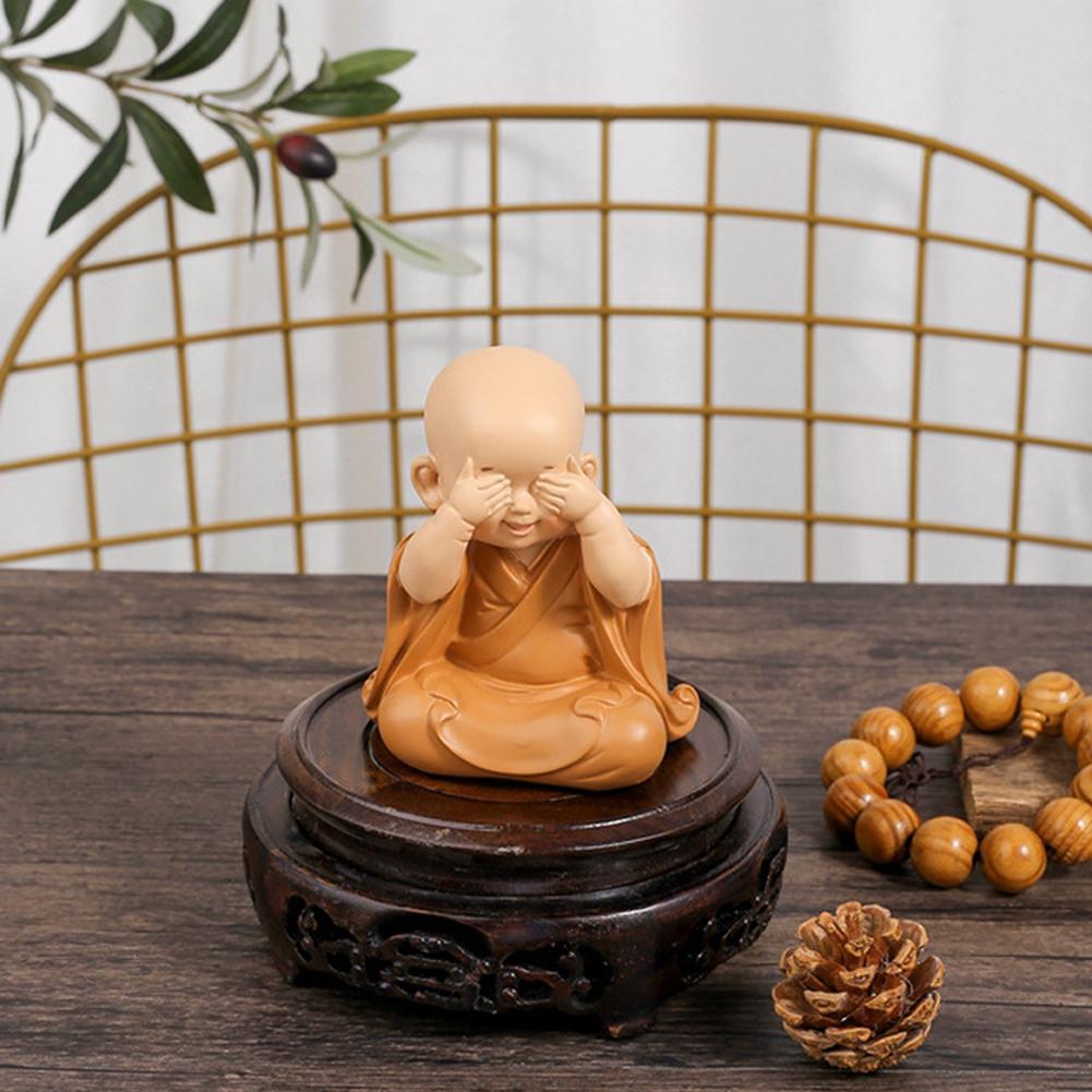 Car Small Monk Buddhist Statues Ornaments Resin Buddha Figurine Sculpture Handmade Miniatures Room Decoration Crafts Gifts