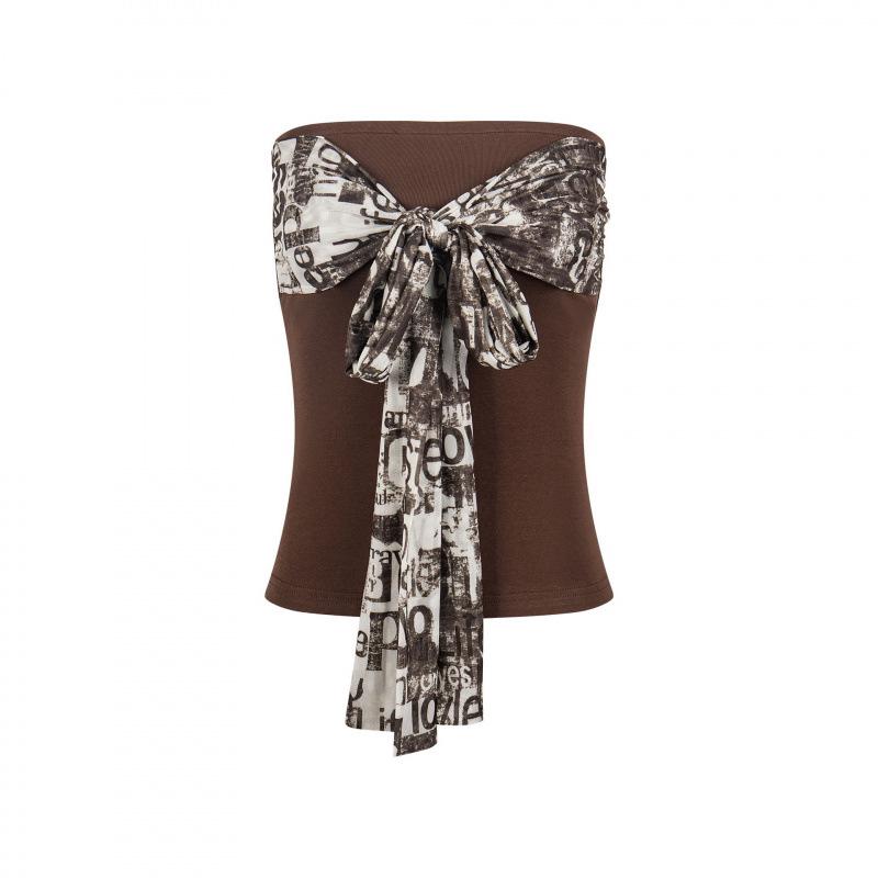 26 Лето Новый Американский Пикантный Девушечий Дизайнерский Топ-Майка Жилет для Женщин S кофейный