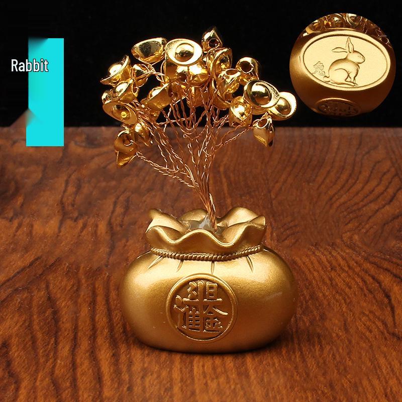 Prosperity Money Bag Ornament: Daily Income Gold Tree, Creative Desktop Decor, New Home Entrance, Hall & Car Gift.