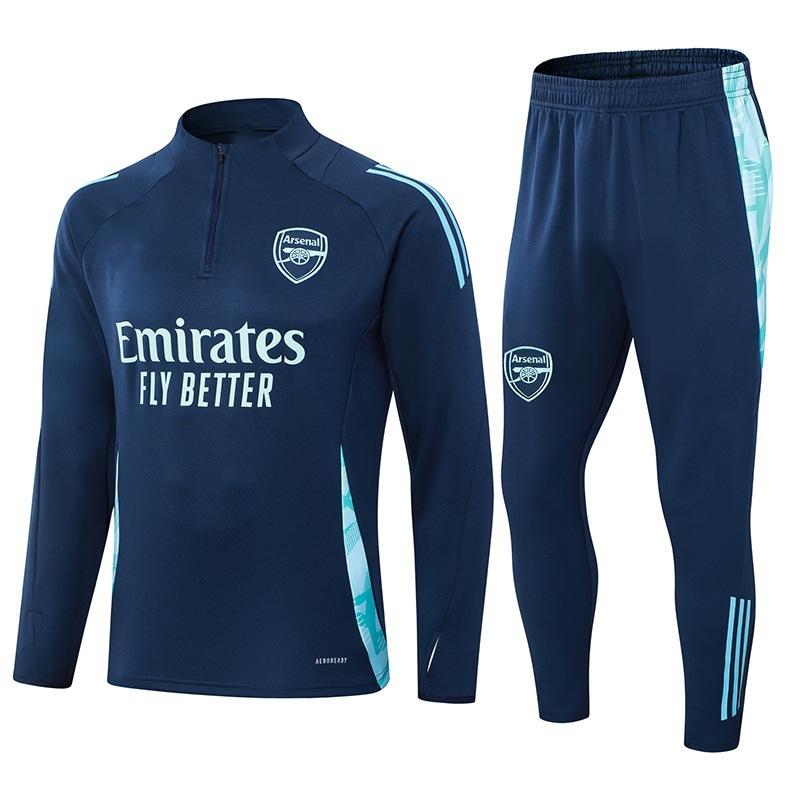 2425 Demi-zip Manches Longues Survêtement d'Entraînement de Football Arsenal pour Enfants et Adultes Costume d'Apparence