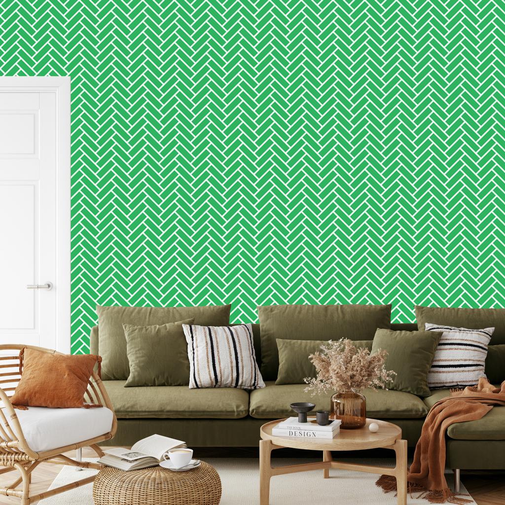 Wallpaper Geometric Pattern Green and Mint for Living Room and Bedroom 50x1000