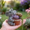 Antique Bronze Elephant Planter Pot Holding Pansy Flowers for Indoor Outdoor Garden Patio Home Decor Unique Gift for Plant Lover