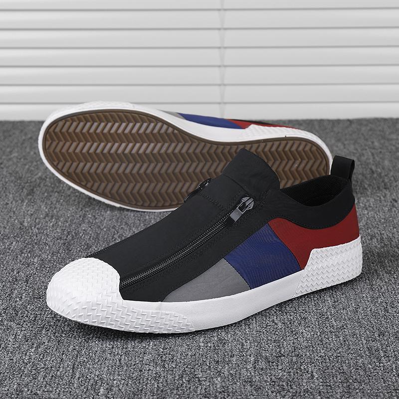 Neueste Holfredterse 4 Farbe Männer Casual Flache Segeltuchschuhe Atmungsaktive Slip-On Bequeme Zip Leichte Schuhe Frühling Herbst 20226