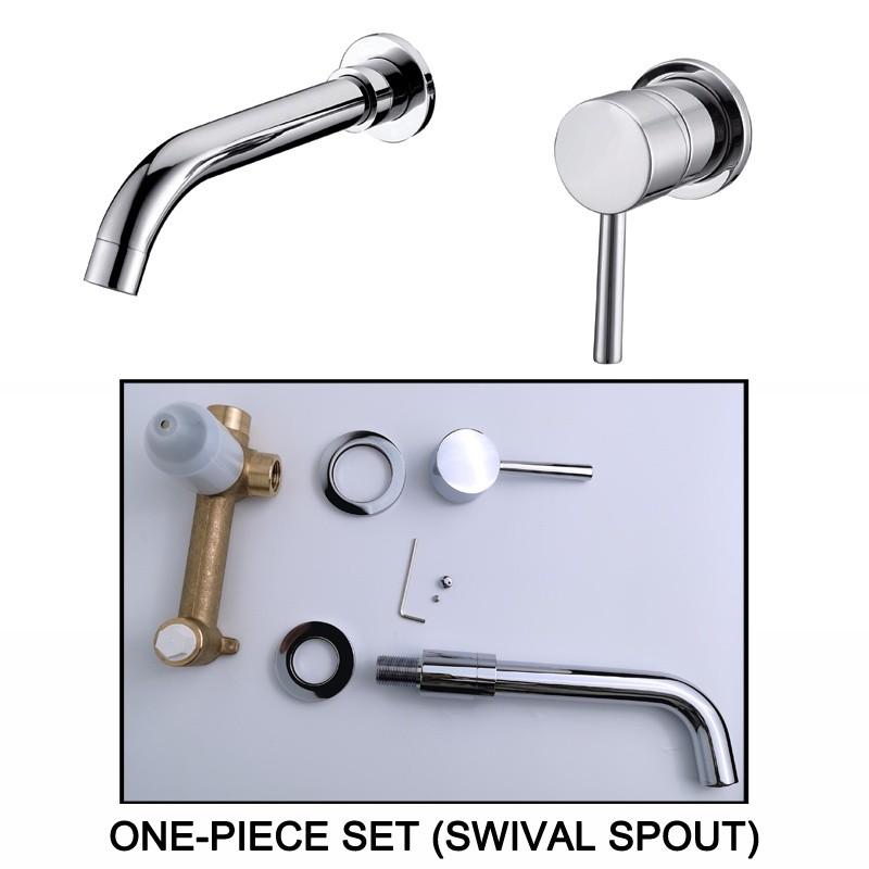 Concealed Basin Faucet Wall Mounted Hot and Cold Mixer Solid Brass 360 Swivel Spout Bathroom Water Tap