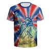 3D Digital Printed Flag Pattern Men's Casual and Comfortable Round Neck Short Sleeved T-shirt