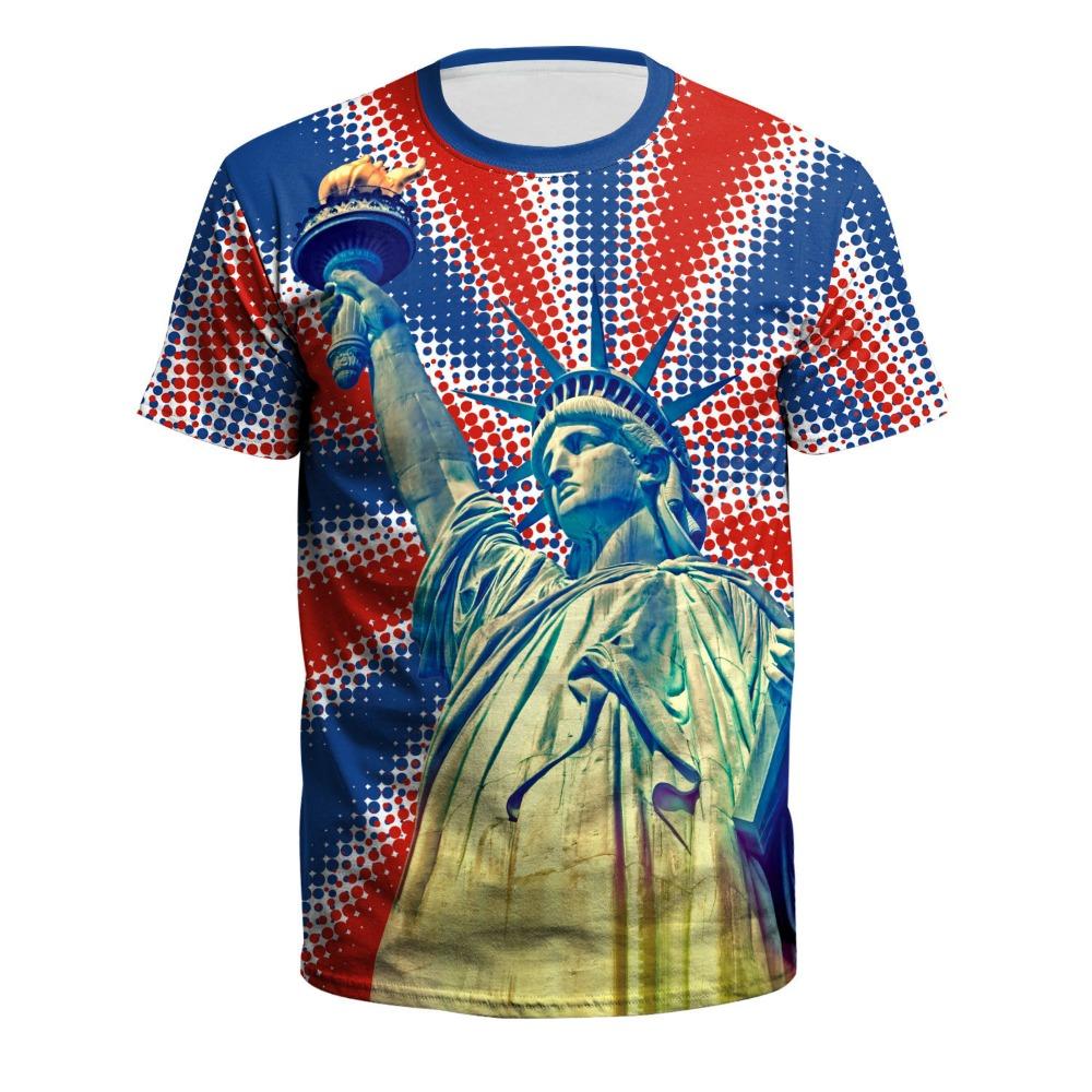3D Digital Printed Flag Pattern Men's Casual and Comfortable Round Neck Short Sleeved T-shirt