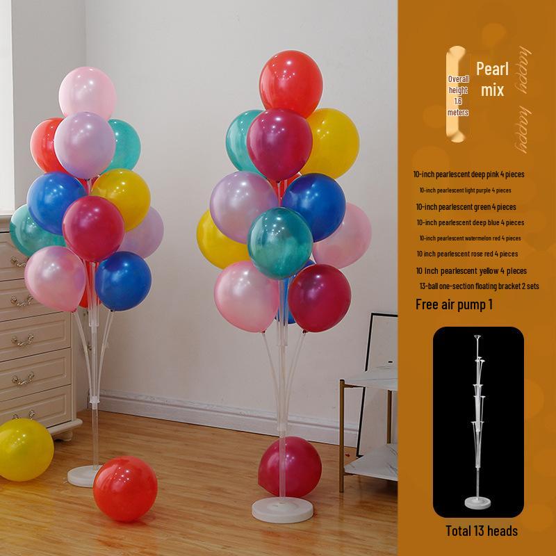 Anniversary & Birthday Balloon Column Decorations: Event Scene Layout with Floor and Background Balloons