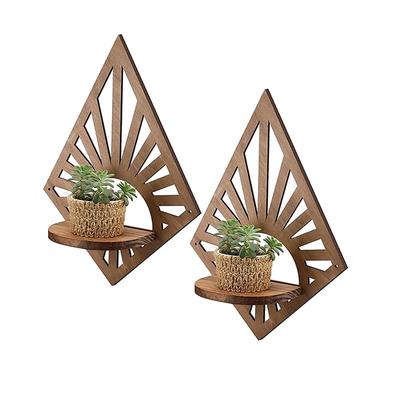 1 pièce Support de rangement pour bougies Créatif Applique murale Bougeoir Rétro Diamant Support de rangement Bois 11x14in