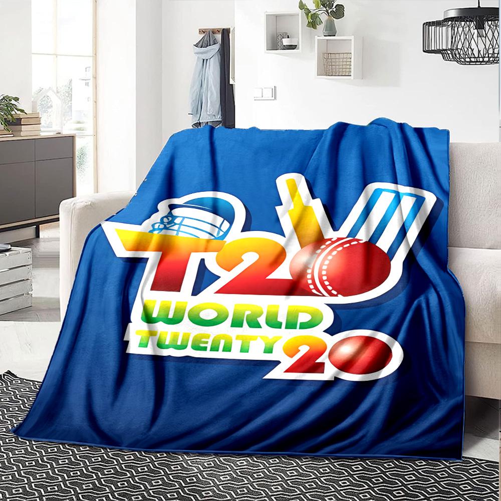 1pc Blanket - T20 Cricket Print Design,Lightweight Blanket for Sofa,Bed- Soft &Warm,Gift for All Seasons