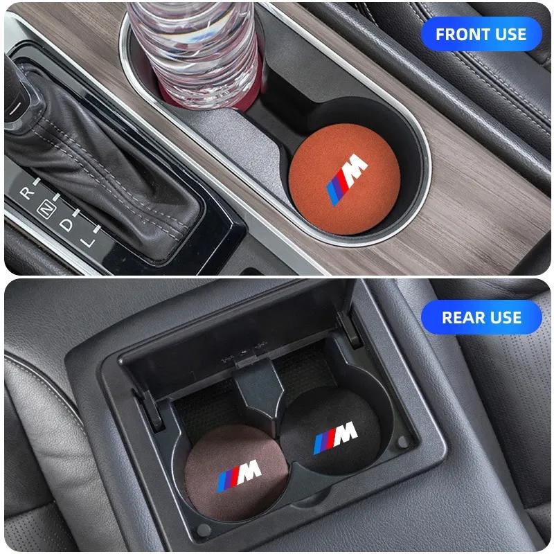 2Pcs Car Water Cup Bottle Holder Anti-slip Mat Pad Suede For BMW M E46 E90 E60 F10 F30 E39 E36 F20 E87 G30 E92 E91 Accessory
