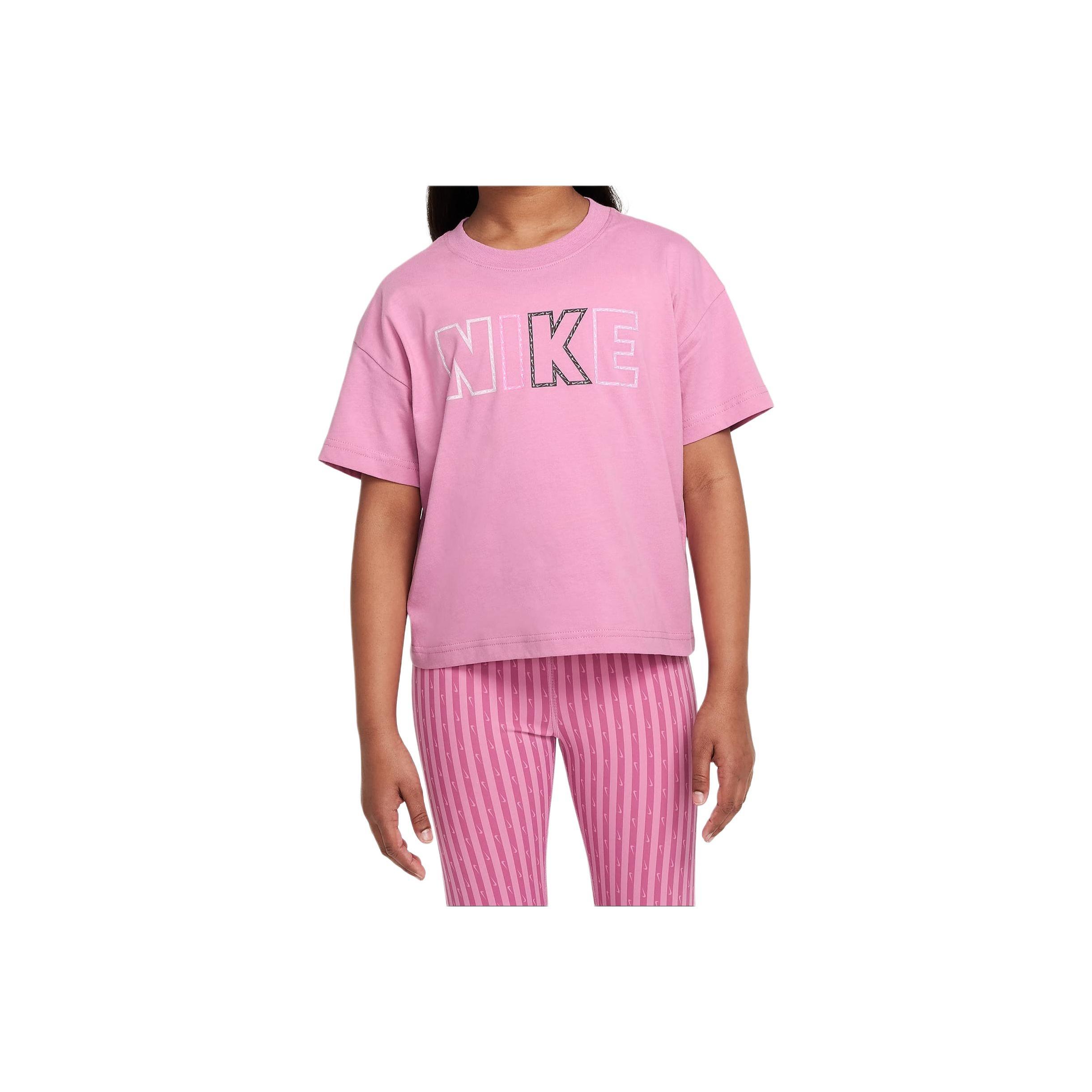 

Nike Sportswear Essentials Soft Comfortable Casual Short Sleeve T-Shirt Flamingo Pink Kids Tops FZ5561-646 XL