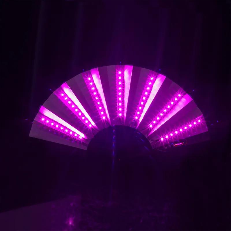 Glow Folding Led Fan Dancing Light Fan Night Show Halloween Christmas Rave Festival Accessories Glow In The Dark Party Supplies