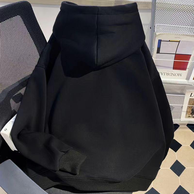 Women's Pure Cotton Retro Loose Fleece-Lined Hooded Sweatshirt - Spring/Autumn/Winter 2025 Trendy Top