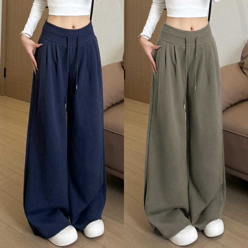 Retro Sweatpants Women's New Low-rise Lazy Loose and Thin Straight Vertical Casual Wide-leg Pants