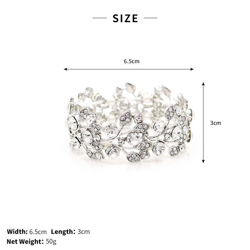 Elegant Rhinestone Pearl Bracelet For Bride Handmade Elastic Cuff Wedding Bridal Jewelry Accessories For Women
