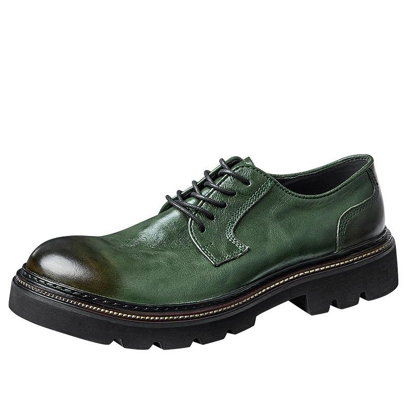 Dress Leather Shoes Men'S Business Casual Shoes Genuine Leather Cowhide Breathable Thick-Soled British Heightening Tooling Shoes