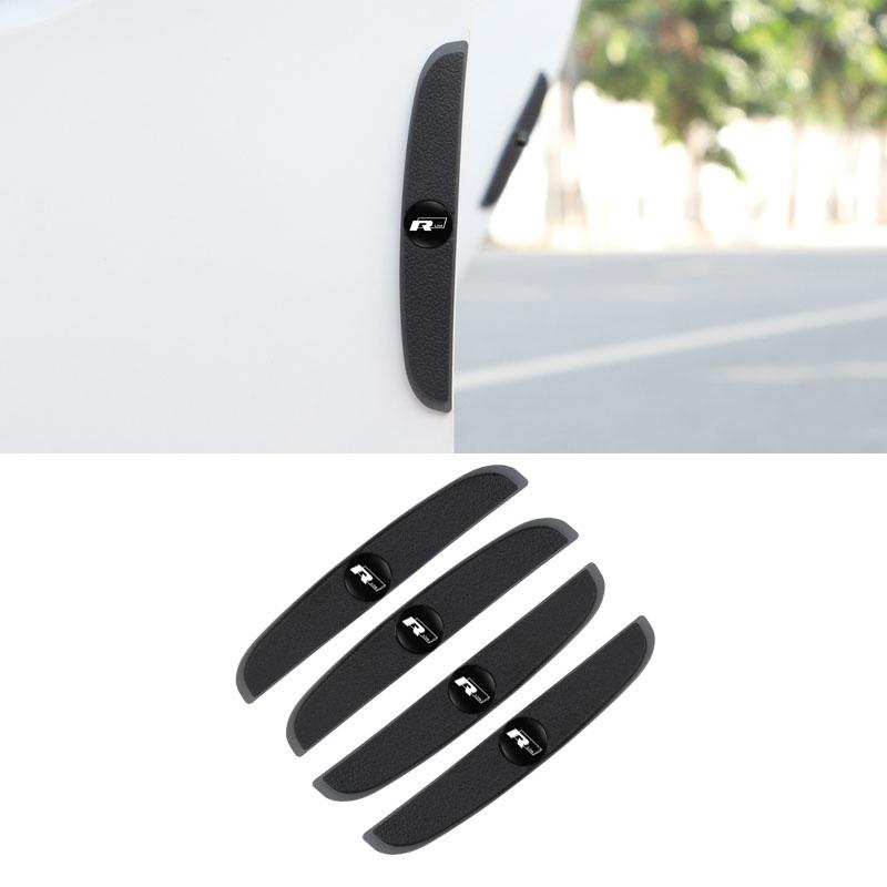 For Volkswagen n1Valve Stems Caps 1Set Car Anti-collision Strip Protector 3D Sticker Decoration Accessories For Volkswagen VW RLine R Golf Amarok