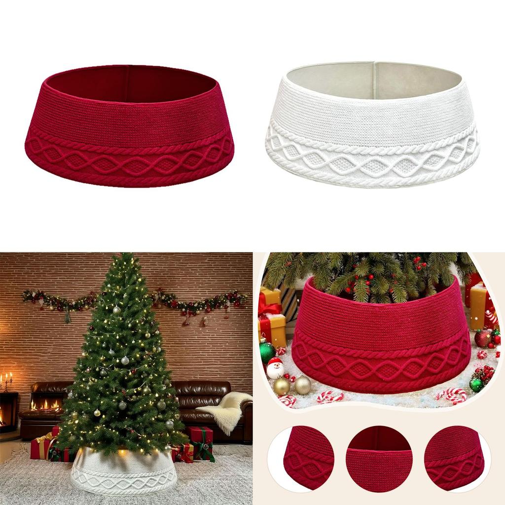 Adjustable Knitted Christmas Tree Skirt Stretchable Multipurpose Easy Setup for Indoor Decor Accessories Xmas Decoration