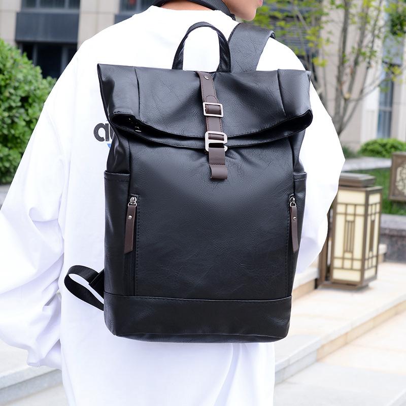 TS JYL laptop bag,Large Waterproof Leather Backpack Men Business Laptop Casual Travel Bag