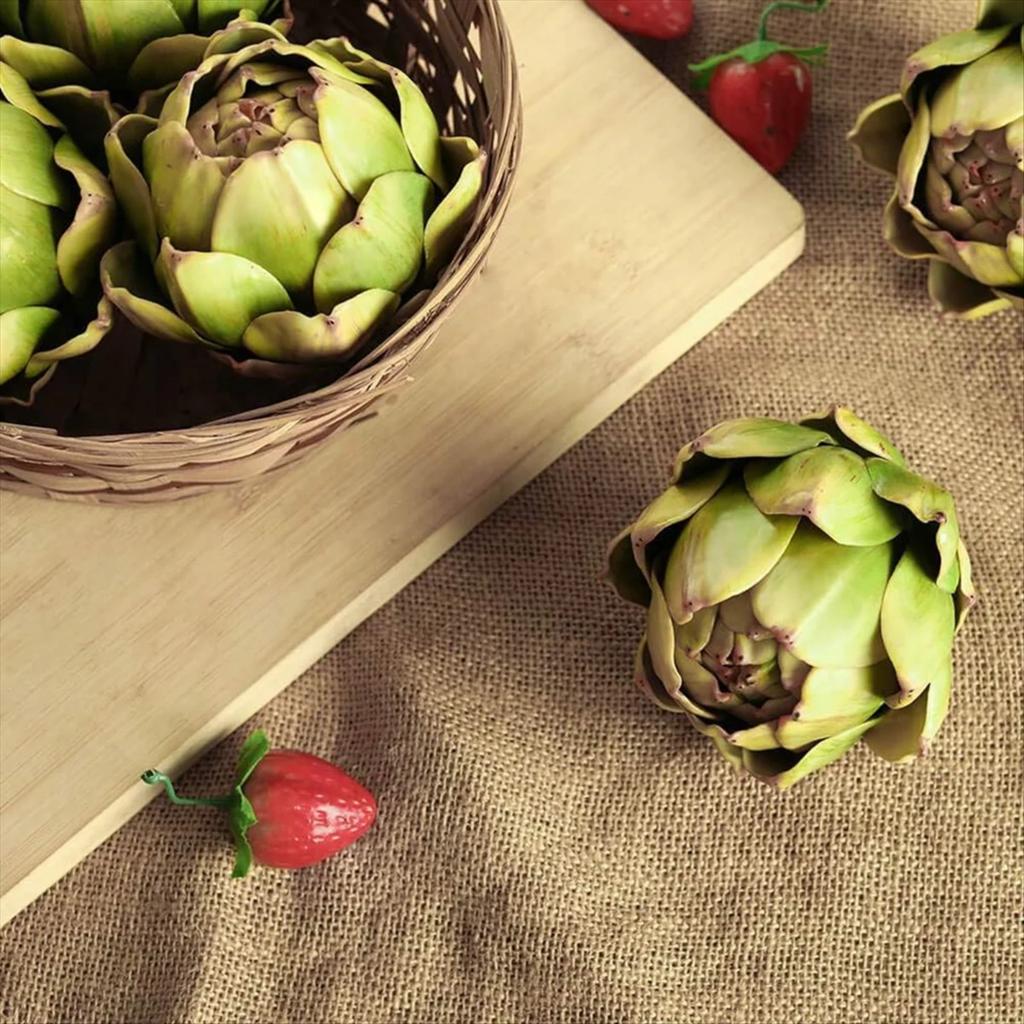 6-piece Set Of Artificial Artichoke Vegetables And , Suitable For Home Wedding Table Decoration (green)