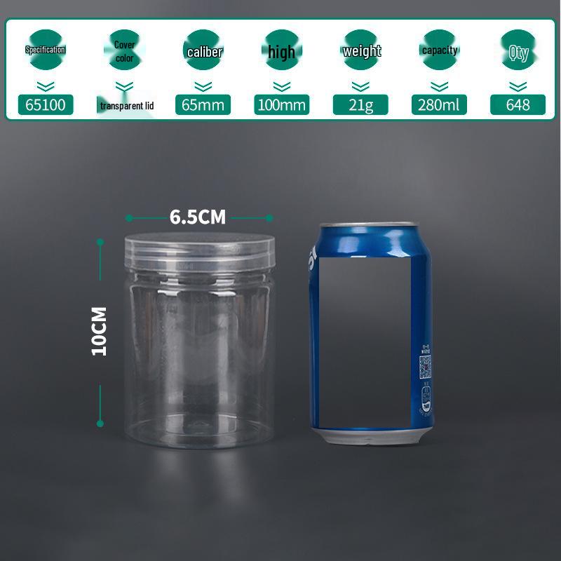 Transparent PET Airtight Plastic Snack Jar