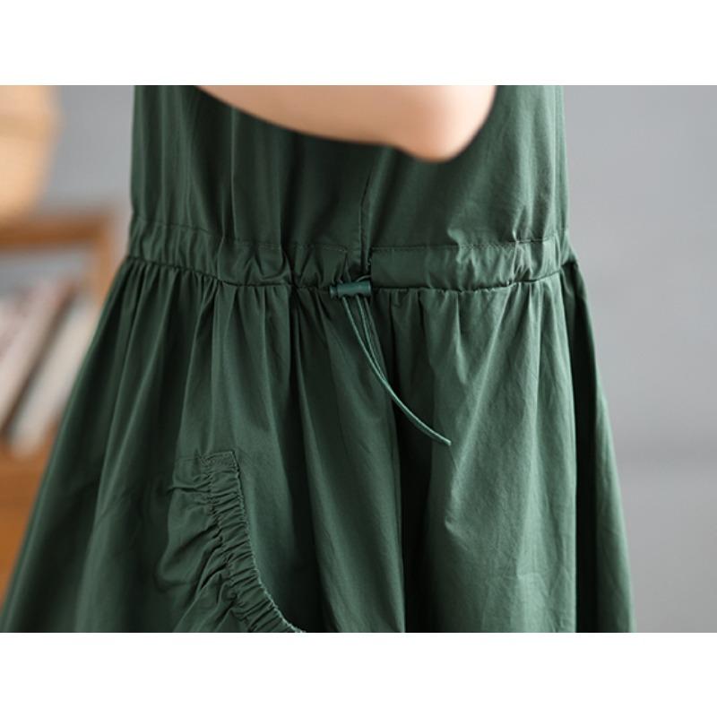 DIMANAF New 2025 Plus Size Summer Dress Women Basic Solid Casual Short Sleeve Dress Loose Pockets