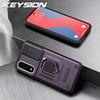 KEYSION Shockproof Case for OnePlus Nord 5 5G Slide Camera Lens Protection Metal Ring Stand Phone Cover for One Plus 1+ Nord 5
