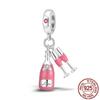 Pink Series Bikini Crown Mom Dumbbell Boxing Glove Dog 925 Sterling Silver Fit Original Fasion Bracelet Charm Bead DIY Jewelry