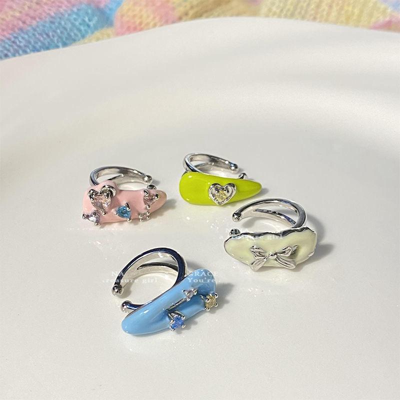 Sweet Colorful Zircon Ear Cuff Ear Clip for Women No Pierced Candy Color Geometric Earcuff Ear Wrap Earcuff Clip Wedding Jewelry