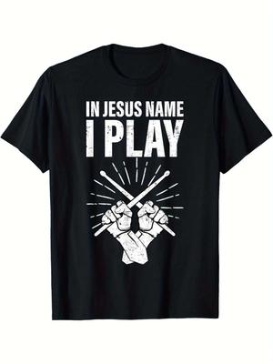In Jesu Namen spiele ich Schlagzeug Gott Christlicher Schlagzeuger T-Shirt T Shirt Harajuku Herren Kleidung Oversized T-Shirt
