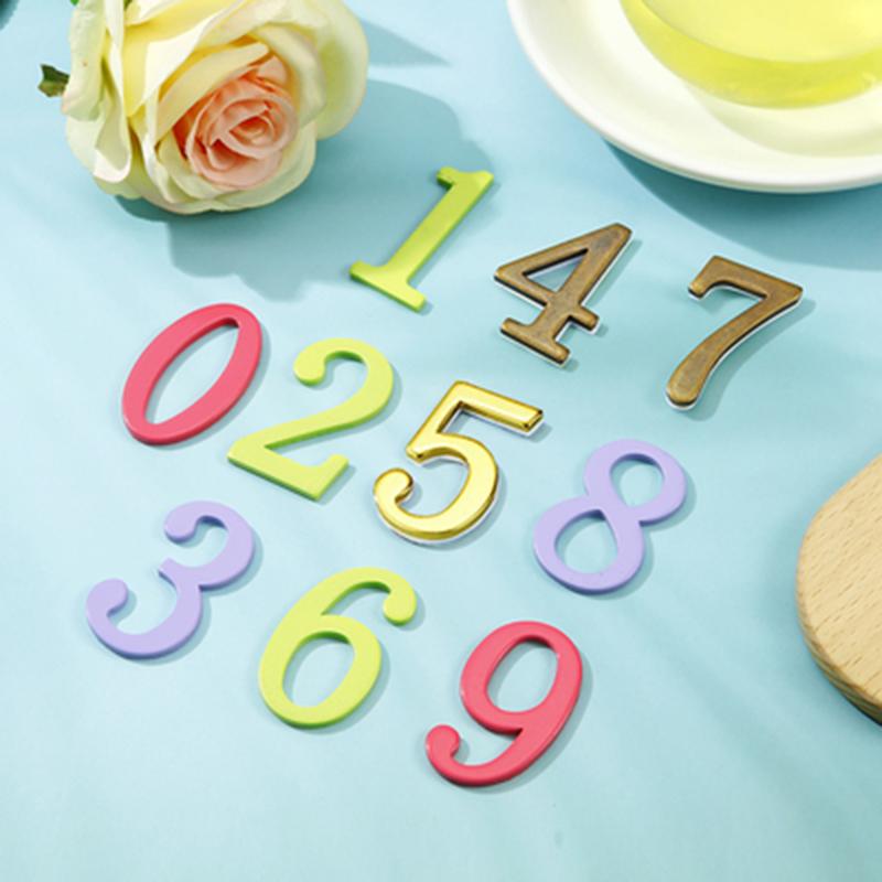 

1PCS Metal Door Number Self-adhesive House Number Apartment Door Numbers for Outdoor Hotel Home Mail Box Label #0-9 Self-Adhesive&1 розовый