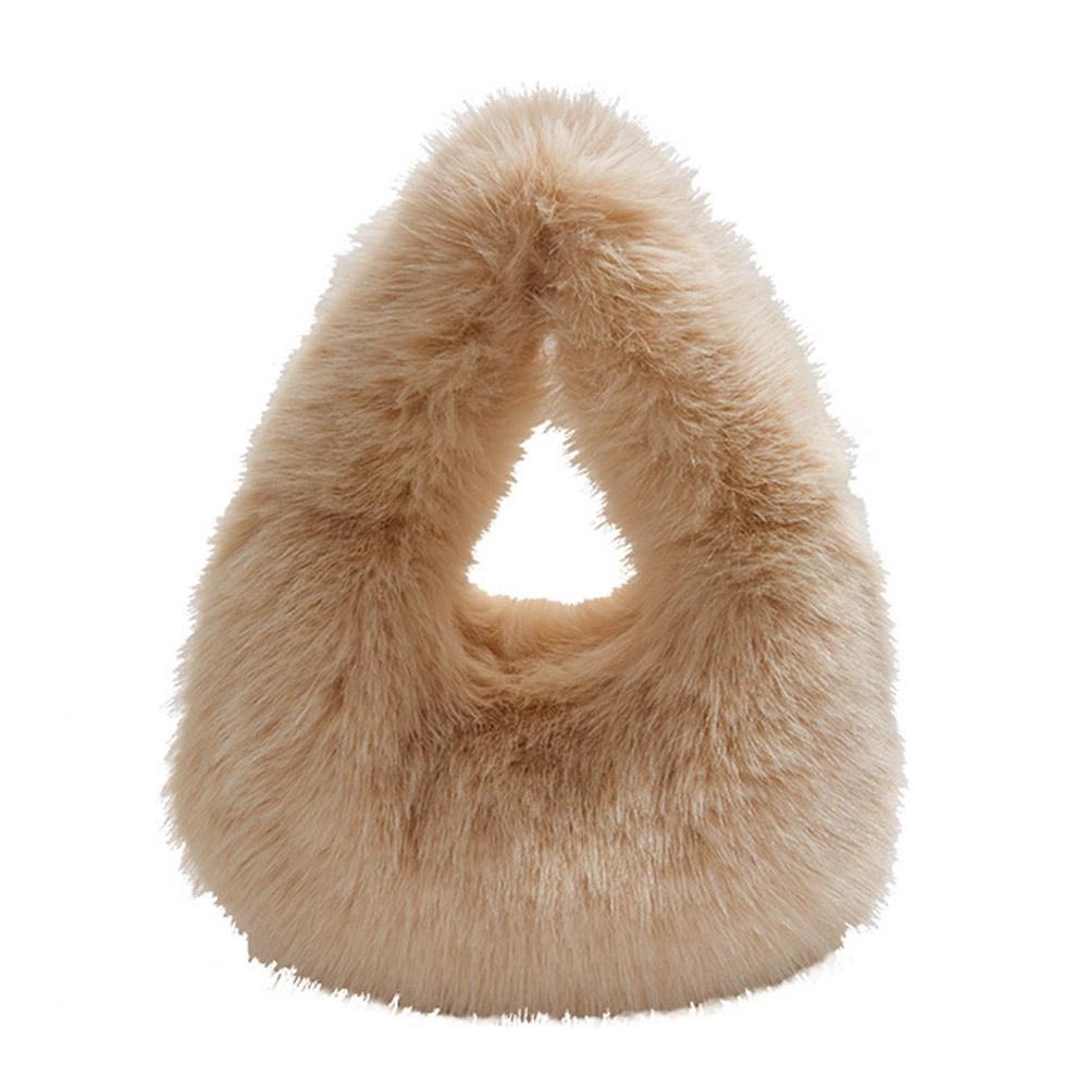 Women's soft plush handbag for winter, small and elegant tote bag for women, fashionable and trendy women's plush wallet