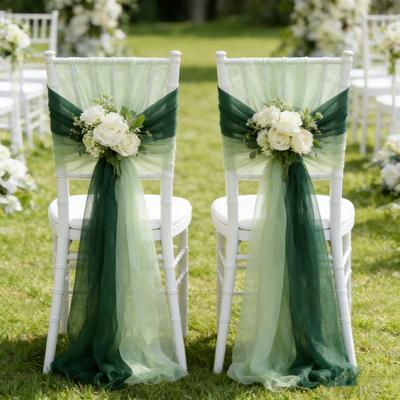Chair Ribbon Valentine's Day Hotel Wedding Banquet Meeting Table Decoration Pearlescent Dress Curtain