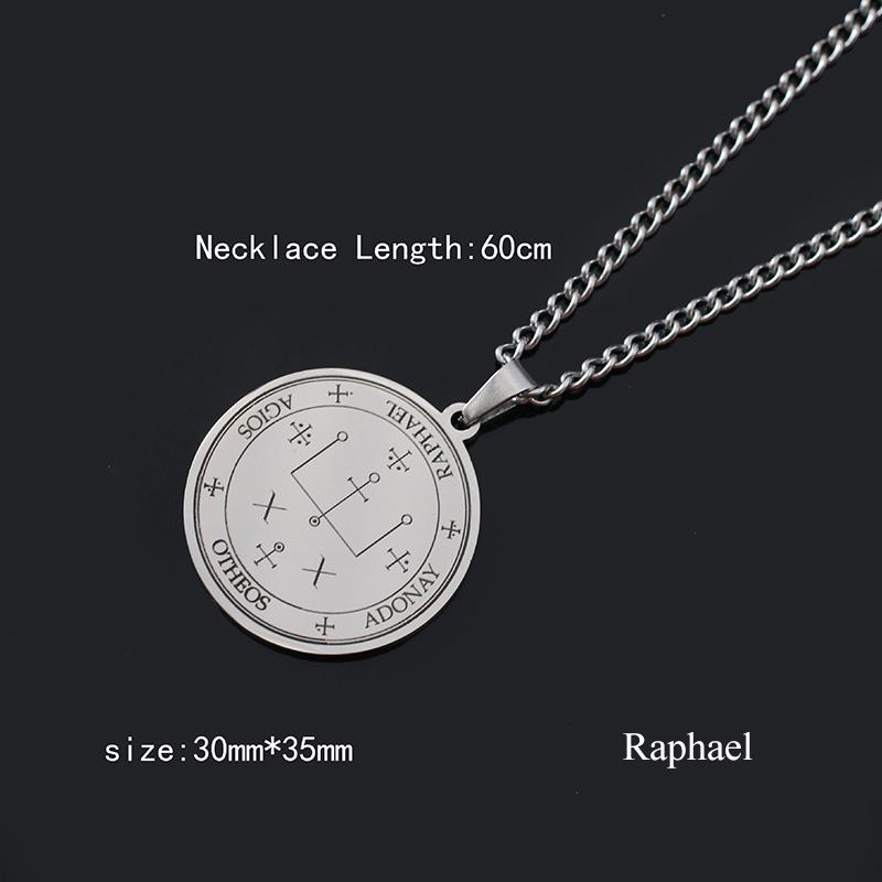 Nerezová ocel 7 Archandělů Amulet Přívěsek Náhrdelníky pro Muže Ženy Vintage Runový Vyvolávací Kouzelný Kruh Pečeť Štítek Krční Řetízek Šperky