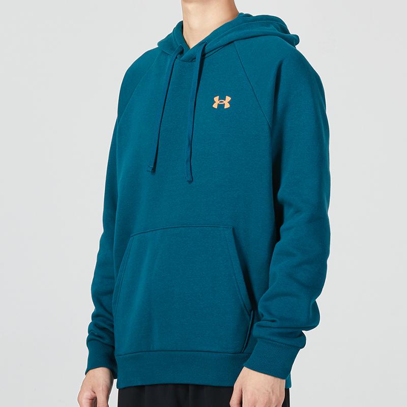 Under Armour Rival Fleece Mountain Hoodie Geometric Pattern Sweatshirt Men Hoodies Green 1373181-716
