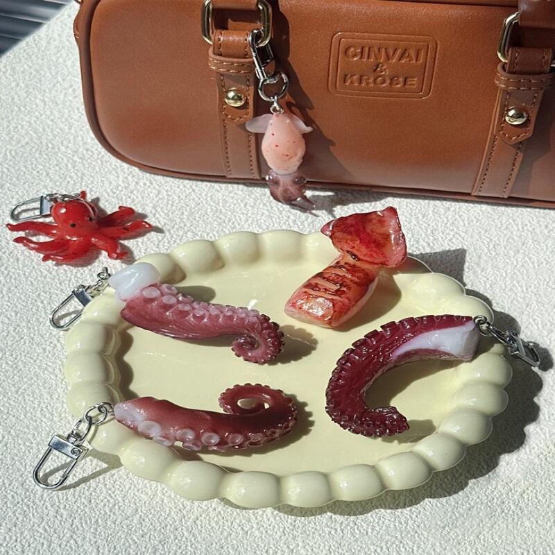 Octopus leg keyring key holder fishing gift bag charm bag