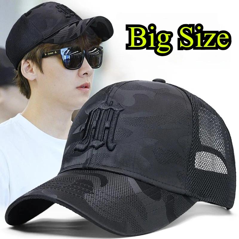 Große Mesh-Baseballkappe für Männer, Sommer, Outdoor, Übergröße, Sportkappe, Herren, Papa, Oversize Trucker-Kappe, 60 cm, 62 cm, Mann mit großem Kopf