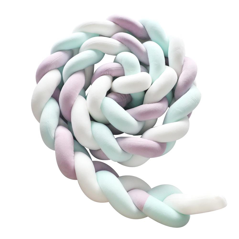 Nordic Cable Knit Crib Bumper - Three-Strand Braid Knotted Rope Pillow