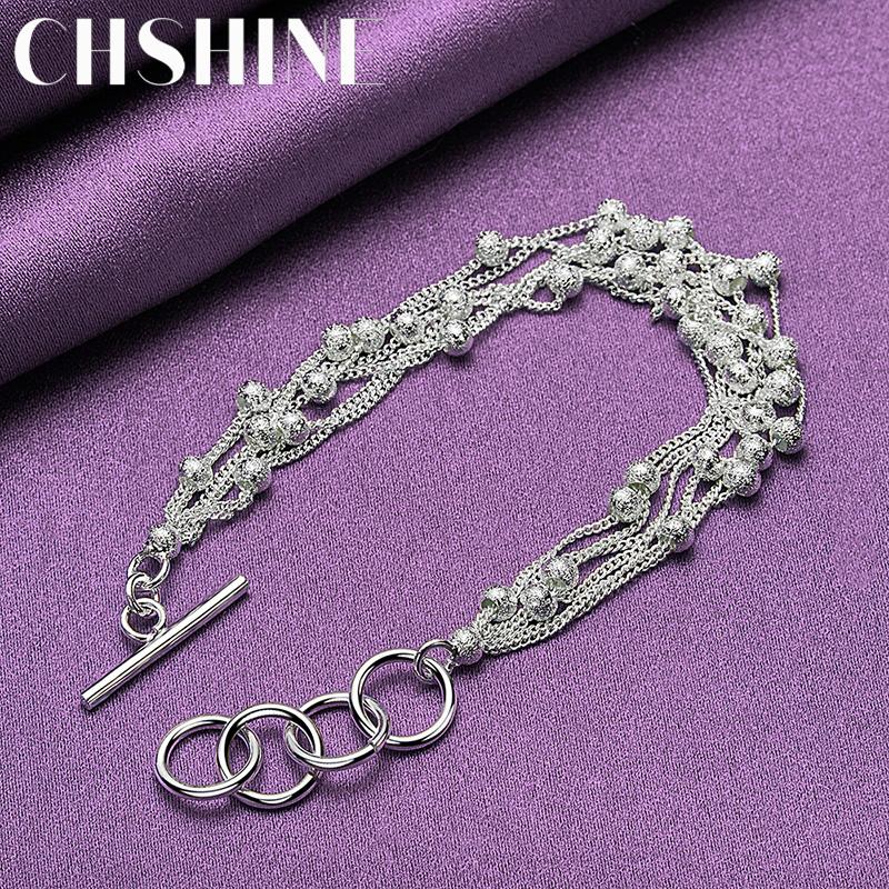 CHSHINE 925 Sterling Silver Matte Beads Chain Bracelet Fashion Charm Wedding Party For Women Jewelry